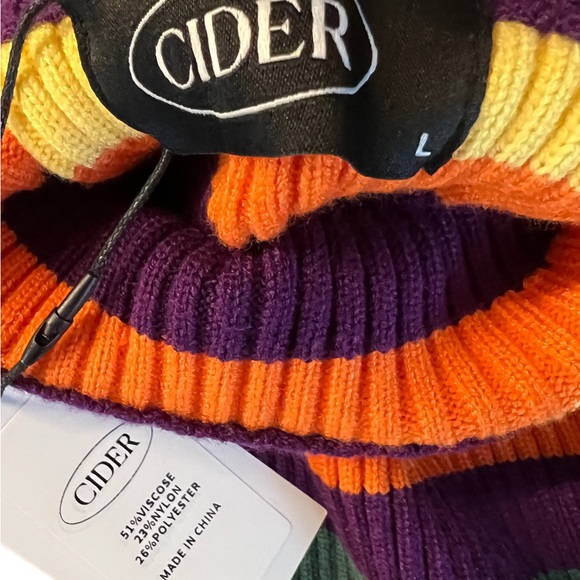 CIDER WOMENS COLORFUL STRIPED CROPPED TURTLENECK NWT - Picture 6 of 9